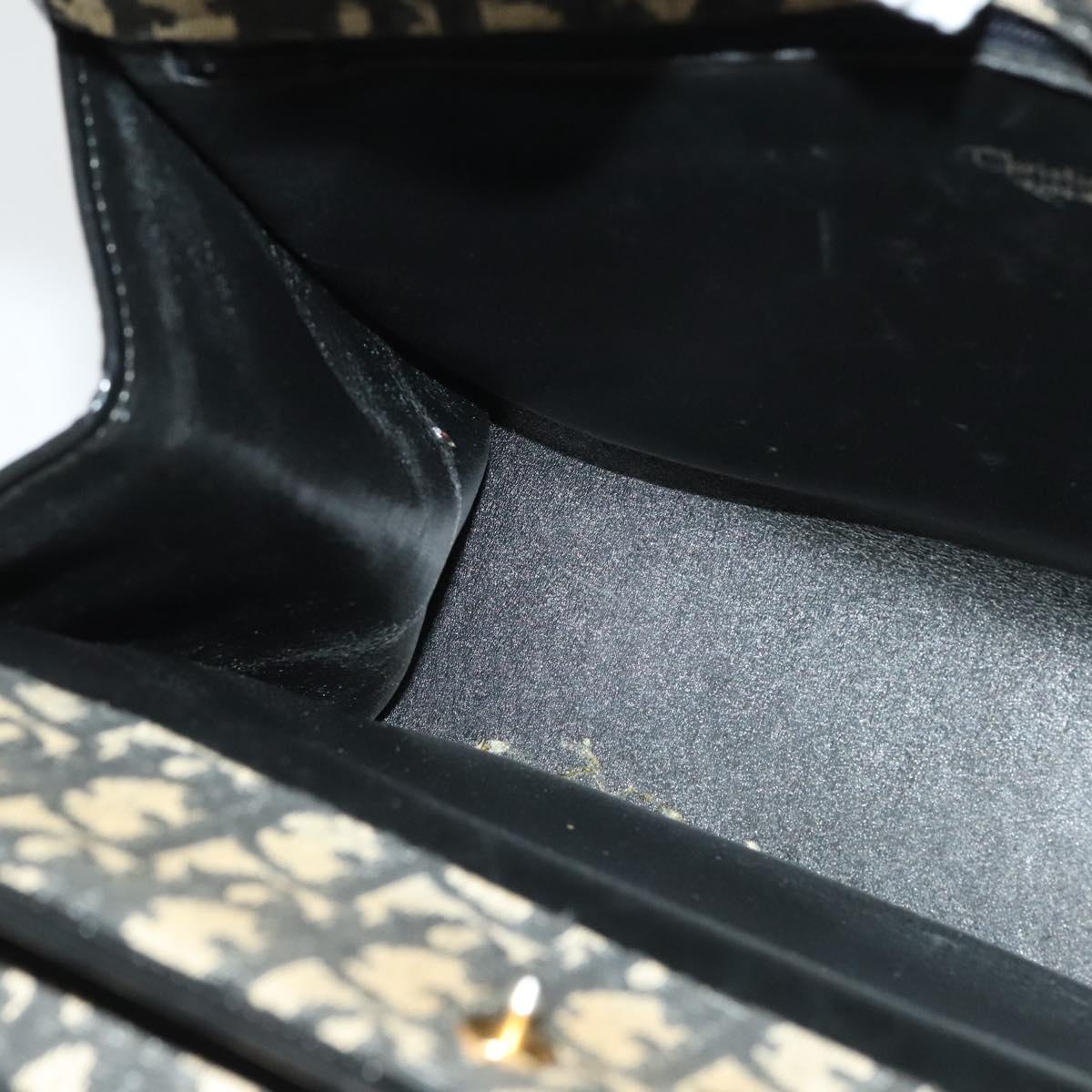 Christian Dior Trotter Canvas Shoulder Bag Black Gold Auth 125986