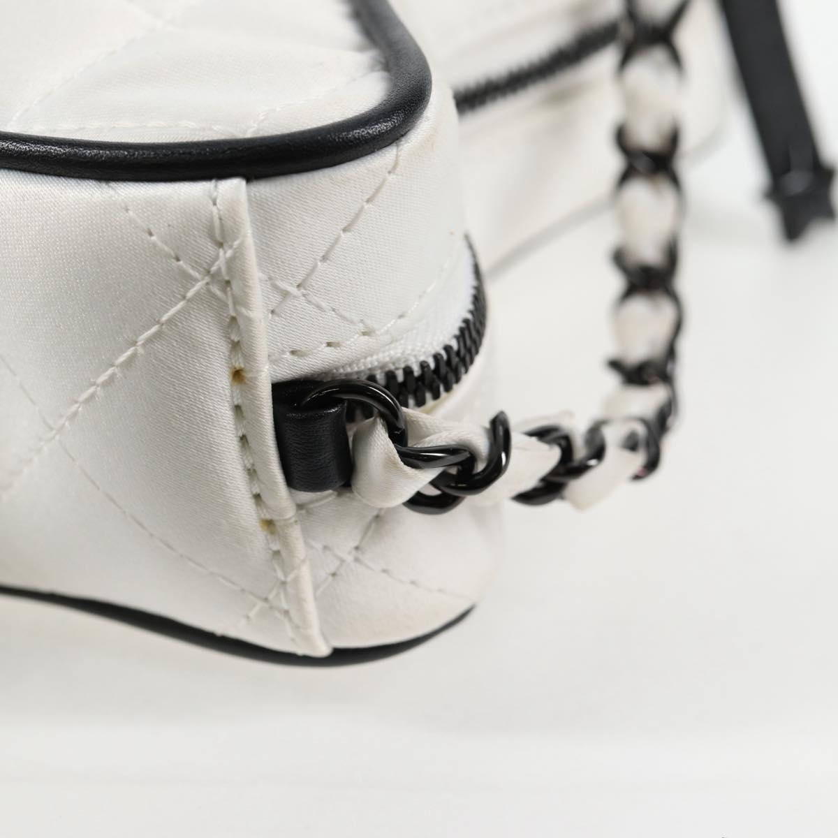 CHANEL Star Chain Shoulder Bag Satin White Gold CC Auth 125991SM