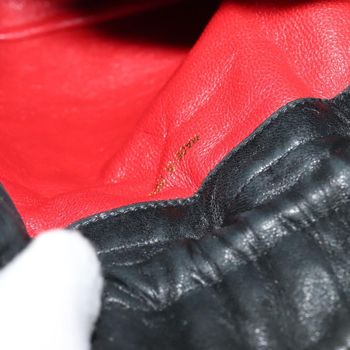 CHANEL Chain Shoulder Bag Nylon Black Gold CC Auth 125992