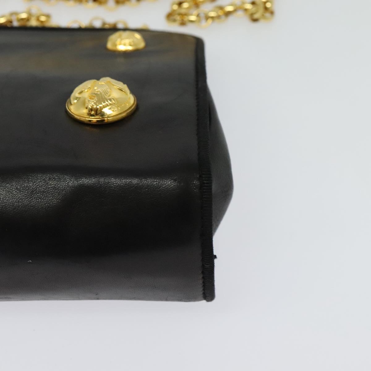 Salvatore Ferragamo Chain Shoulder Bag Leather Black Gold Auth 125995