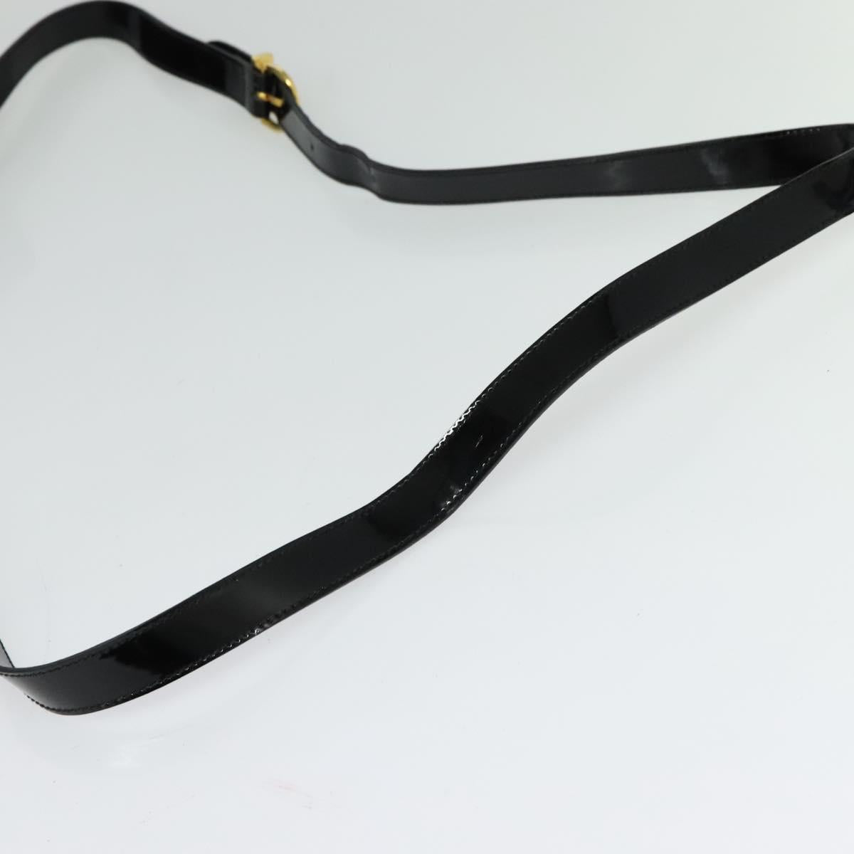 Salvatore Ferragamo Shoulder Bag Enamel Black Gold Auth 125997
