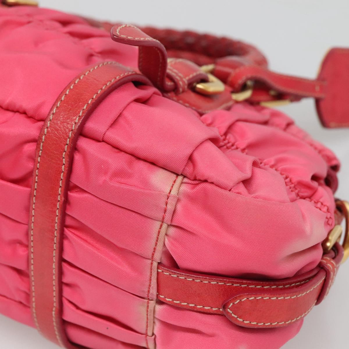 PRADA Hand Bag Nylon 2way Pink Gold Auth 125998