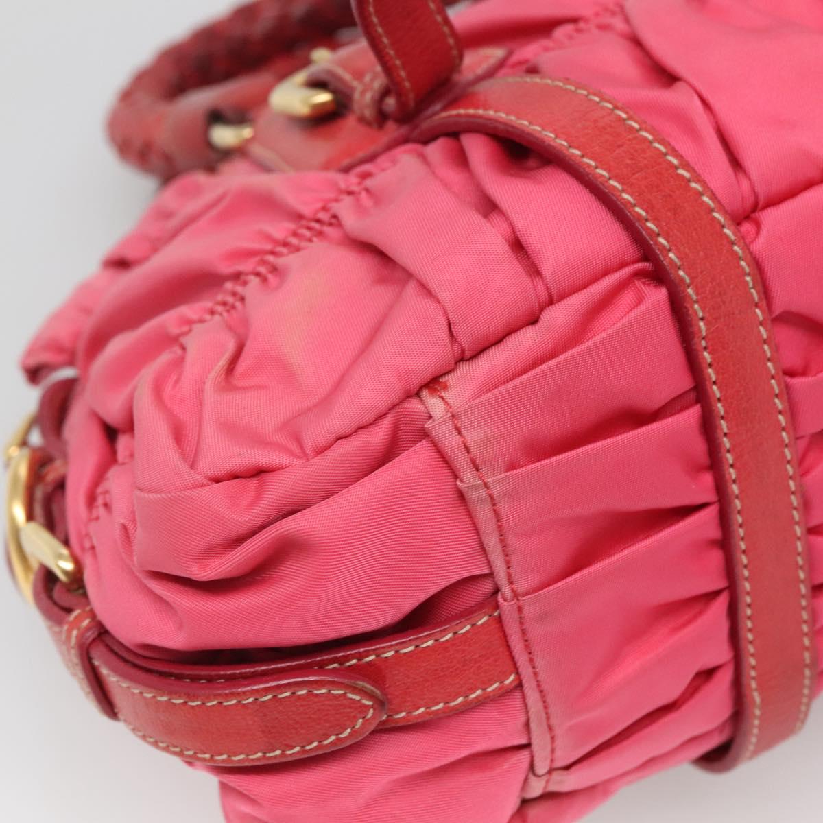 PRADA Hand Bag Nylon 2way Pink Gold Auth 125998