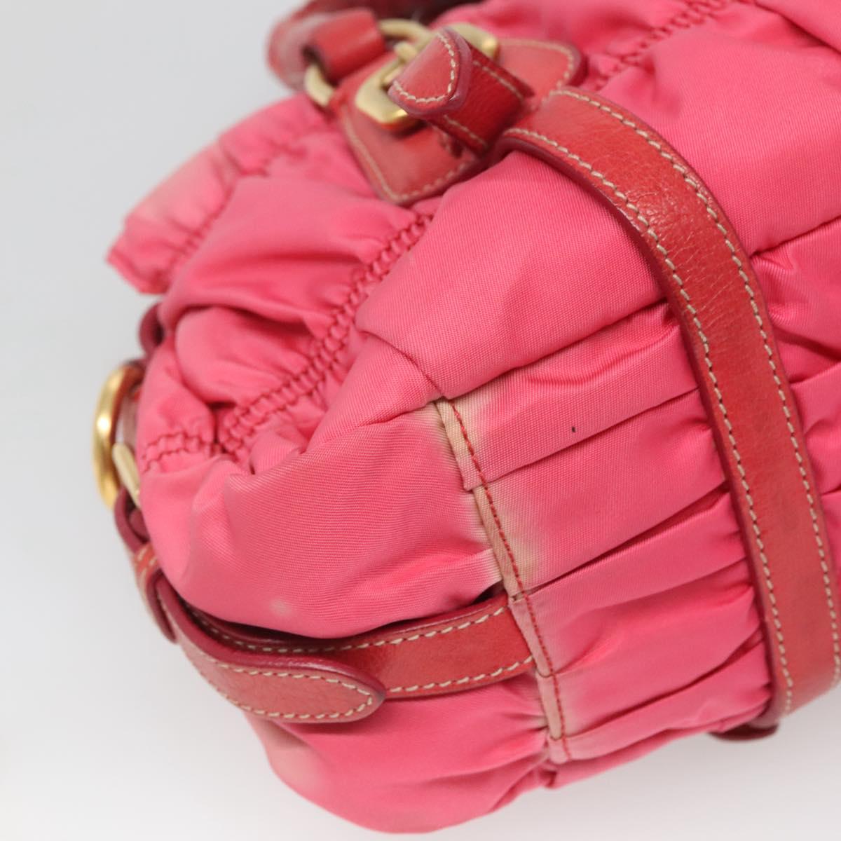 PRADA Hand Bag Nylon 2way Pink Gold Auth 125998