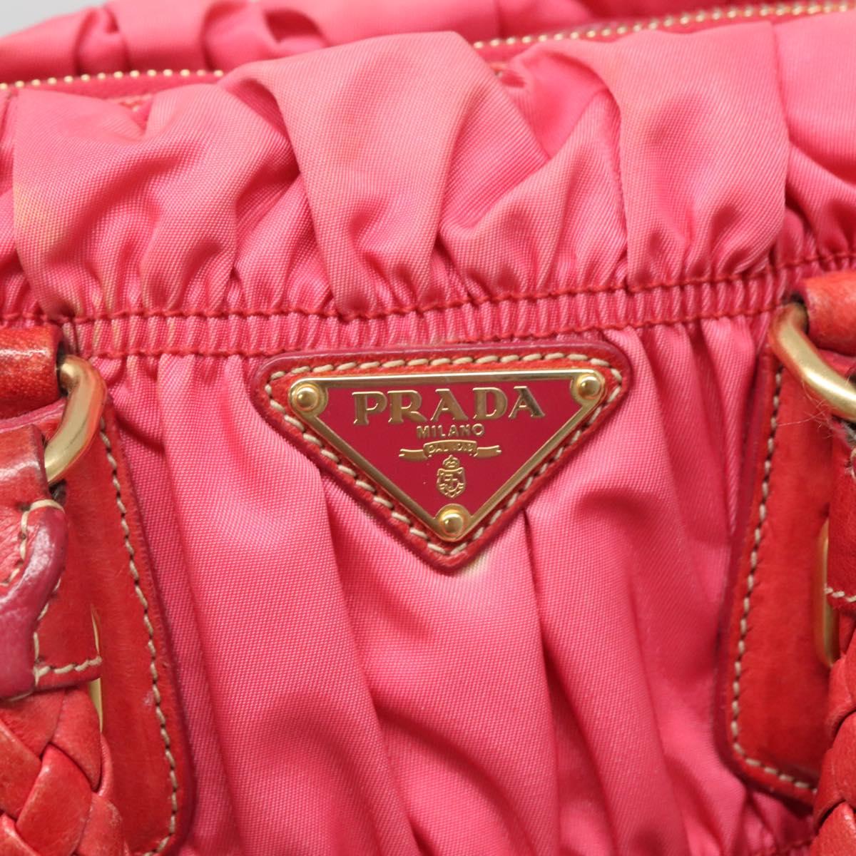 PRADA Hand Bag Nylon 2way Pink Gold Auth 125998