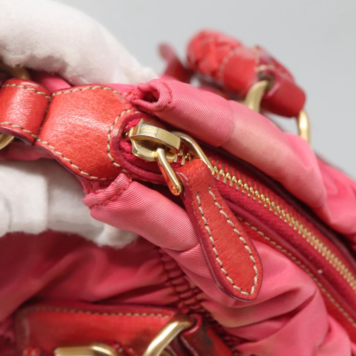 PRADA Hand Bag Nylon 2way Pink Gold Auth 125998