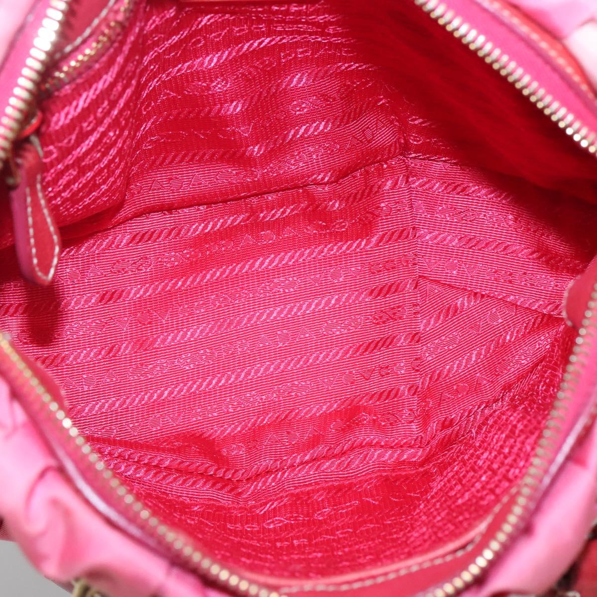 PRADA Hand Bag Nylon 2way Pink Gold Auth 125998