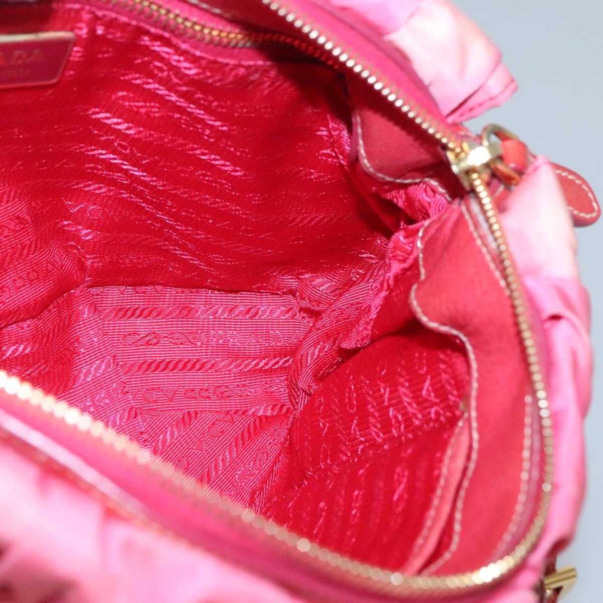 PRADA Hand Bag Nylon 2way Pink Gold Auth 125998