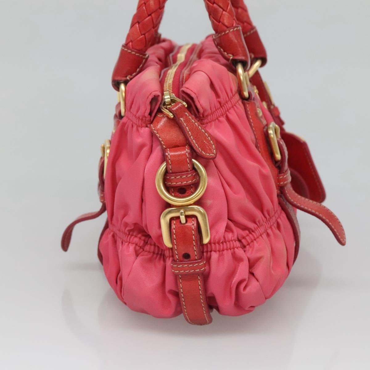 PRADA Hand Bag Nylon 2way Pink Gold Auth 125998