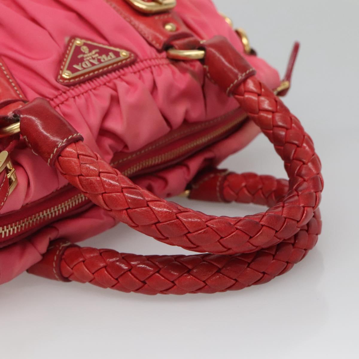 PRADA Hand Bag Nylon 2way Pink Gold Auth 125998