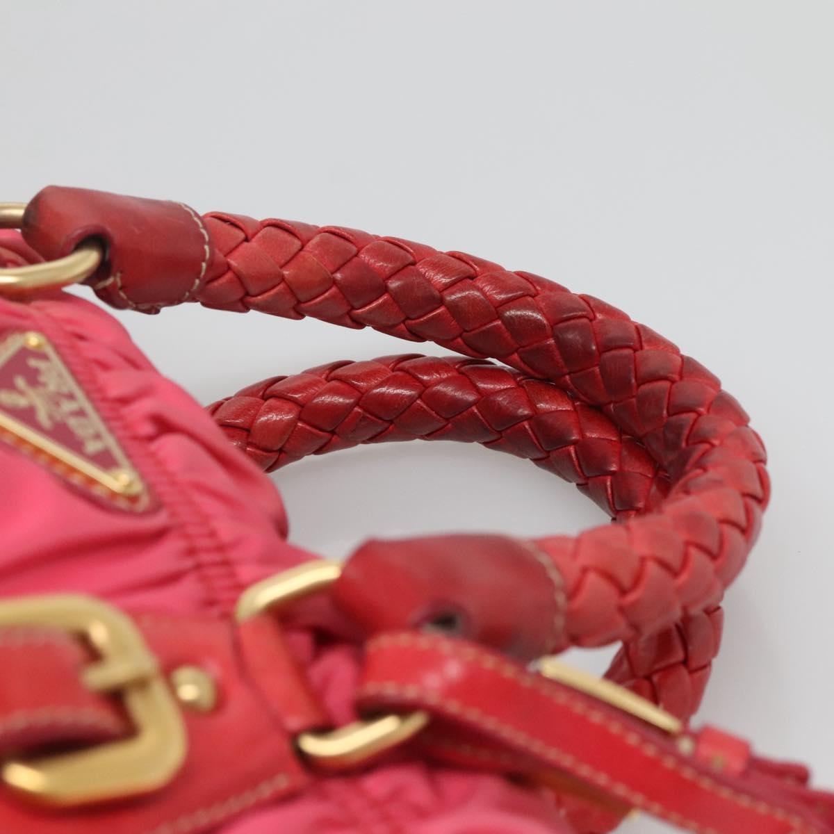 PRADA Hand Bag Nylon 2way Pink Gold Auth 125998