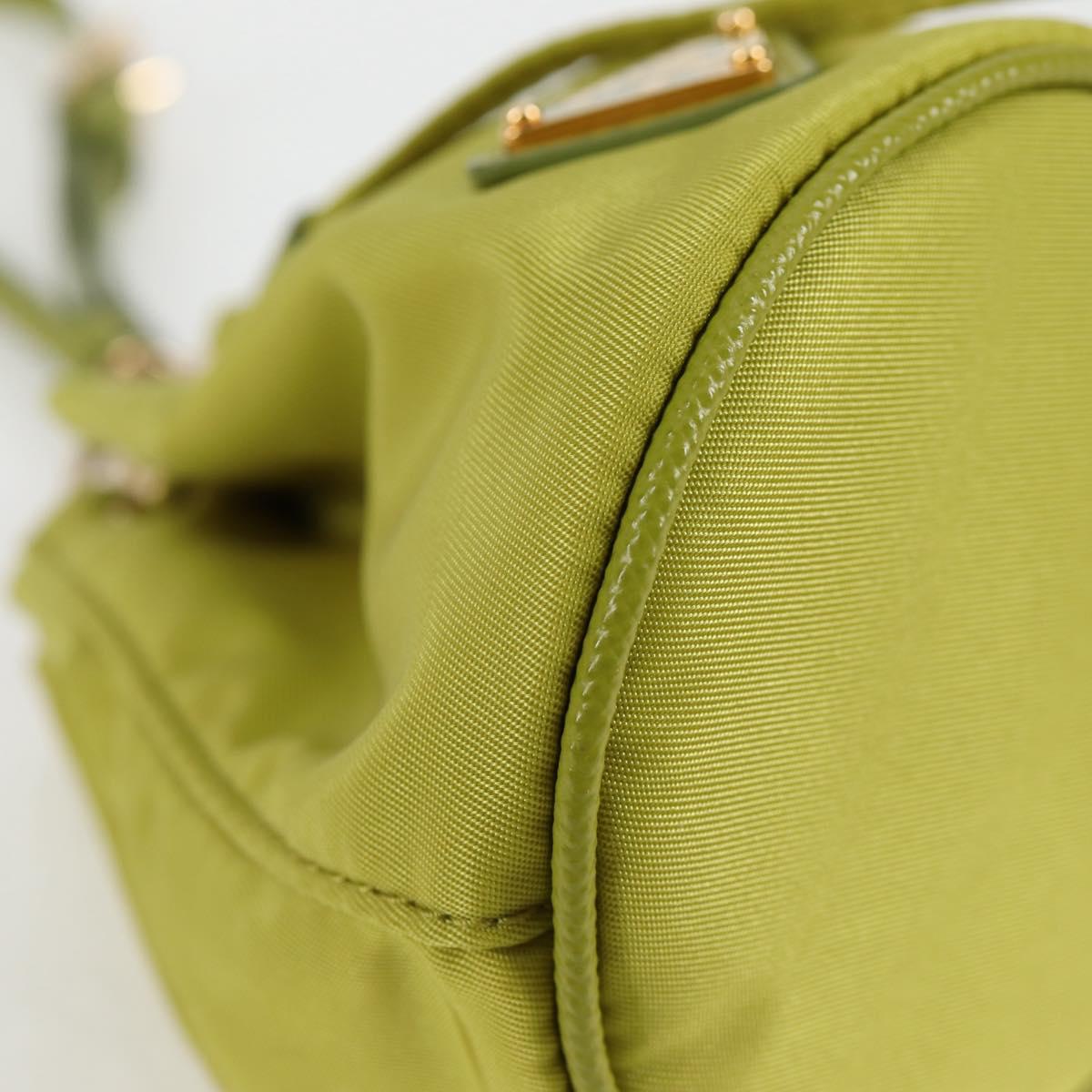 PRADA Pouch Nylon Green Gold Auth 126000M