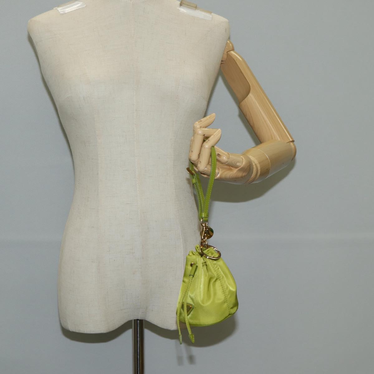 PRADA Pouch Nylon Green Gold Auth 126000M