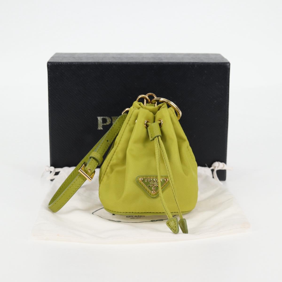 PRADA Pouch Nylon Green Gold Auth 126000M