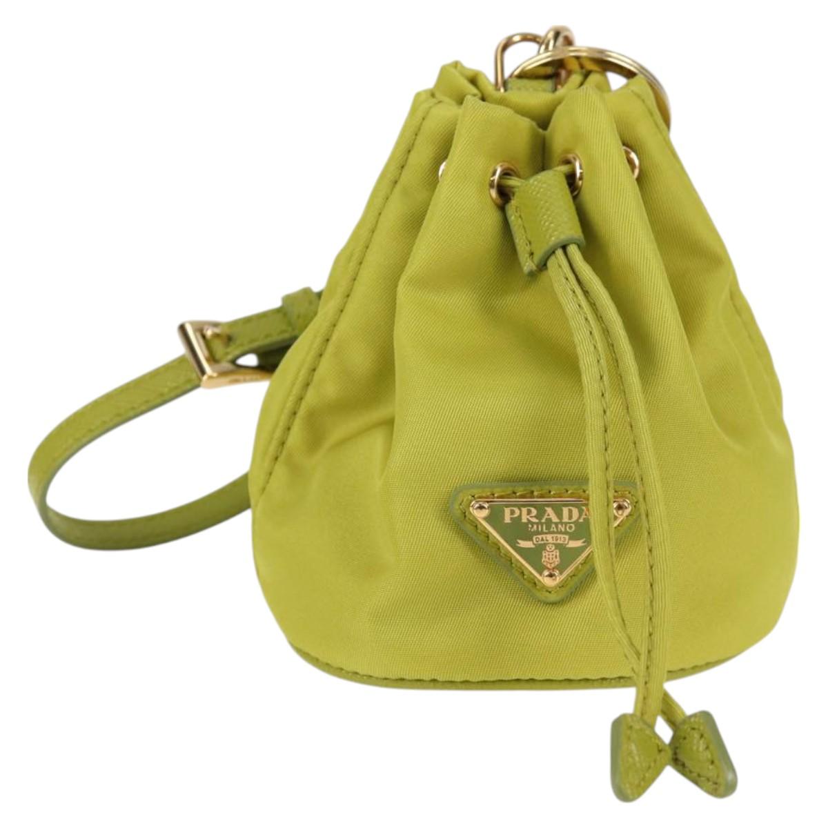 PRADA Pouch Nylon Green Gold Auth 126000M