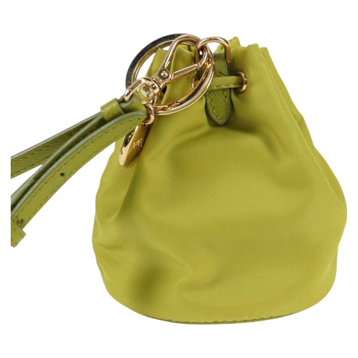 PRADA Pouch Nylon Green Gold Auth 126000M