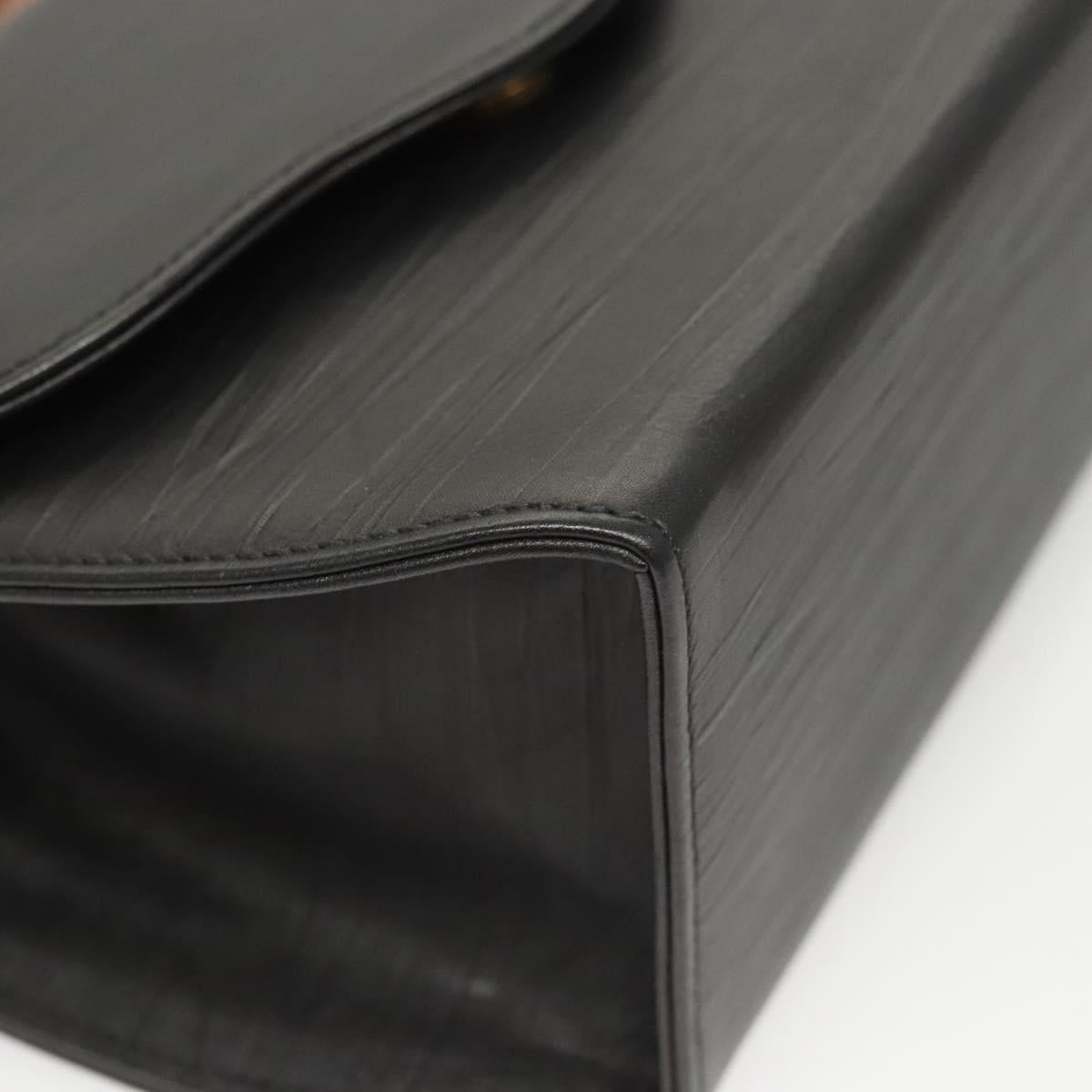 BALLY Hand Bag Leather Black Gold Auth 126005