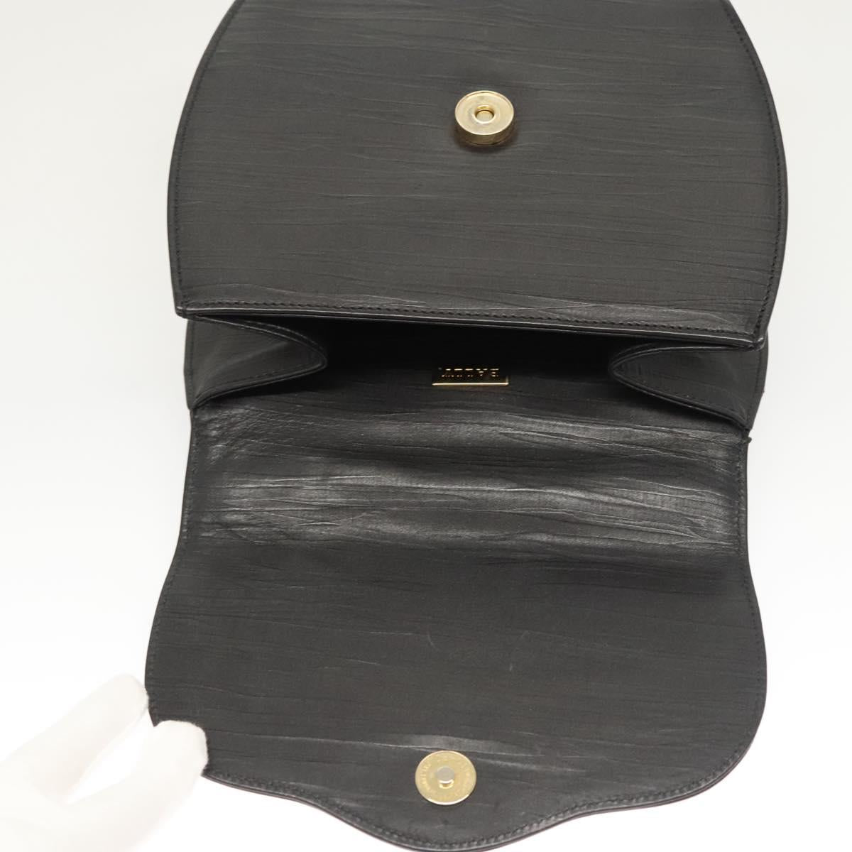 BALLY Hand Bag Leather Black Gold Auth 126005