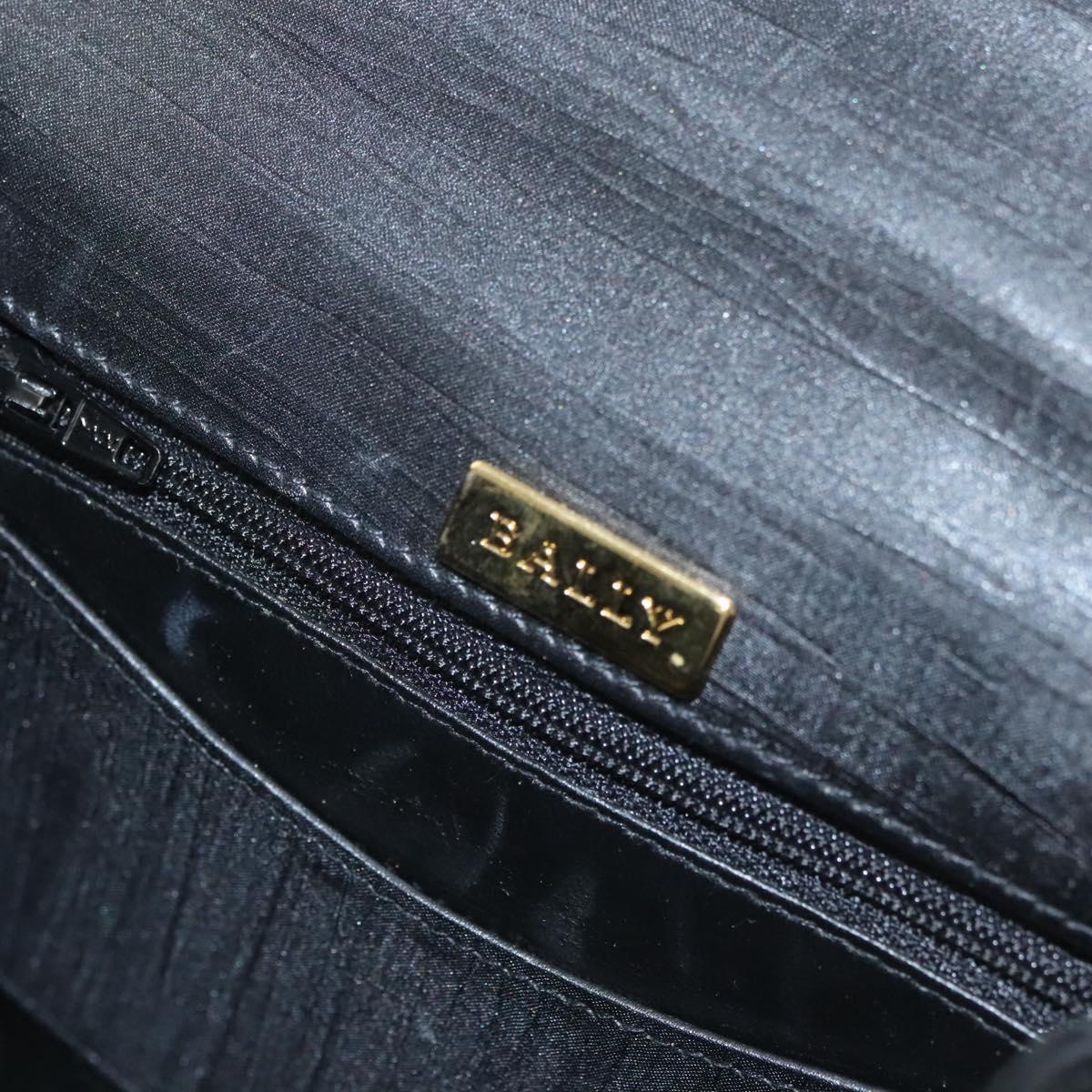 BALLY Hand Bag Leather Black Gold Auth 126005