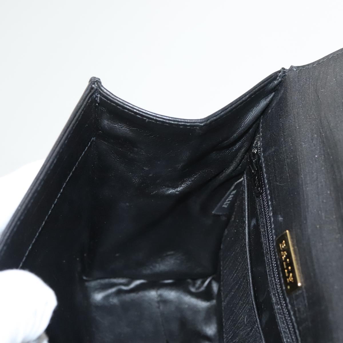 BALLY Hand Bag Leather Black Gold Auth 126005