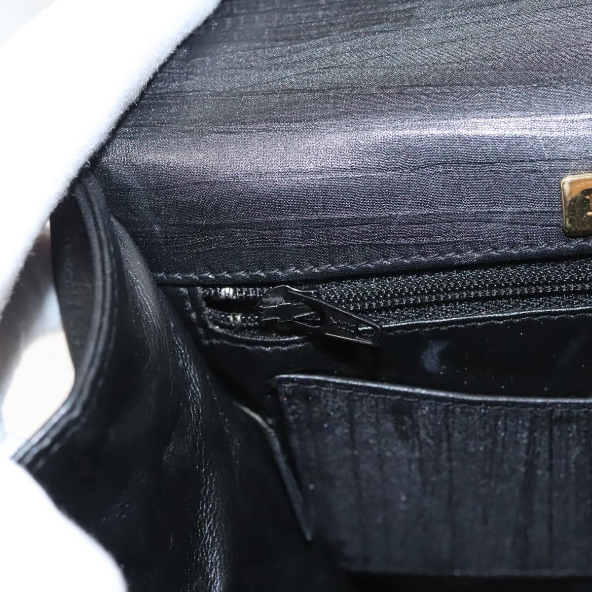 BALLY Hand Bag Leather Black Gold Auth 126005