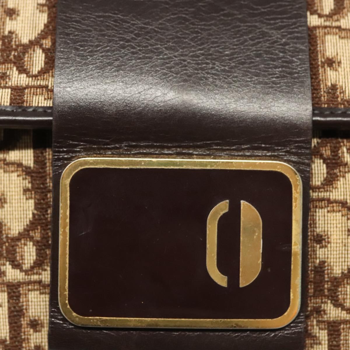 Christian Dior Trotter Canvas Clutch Bag Brown Gold Auth 126019