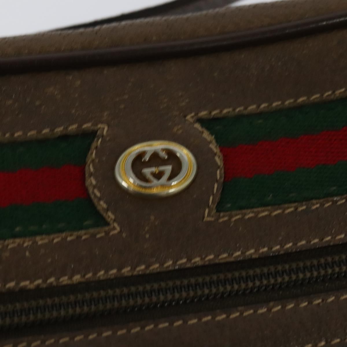 GUCCI GG Supreme Web Sherry Line Bag PVC Brown Gold 98 02 087 Auth 126023