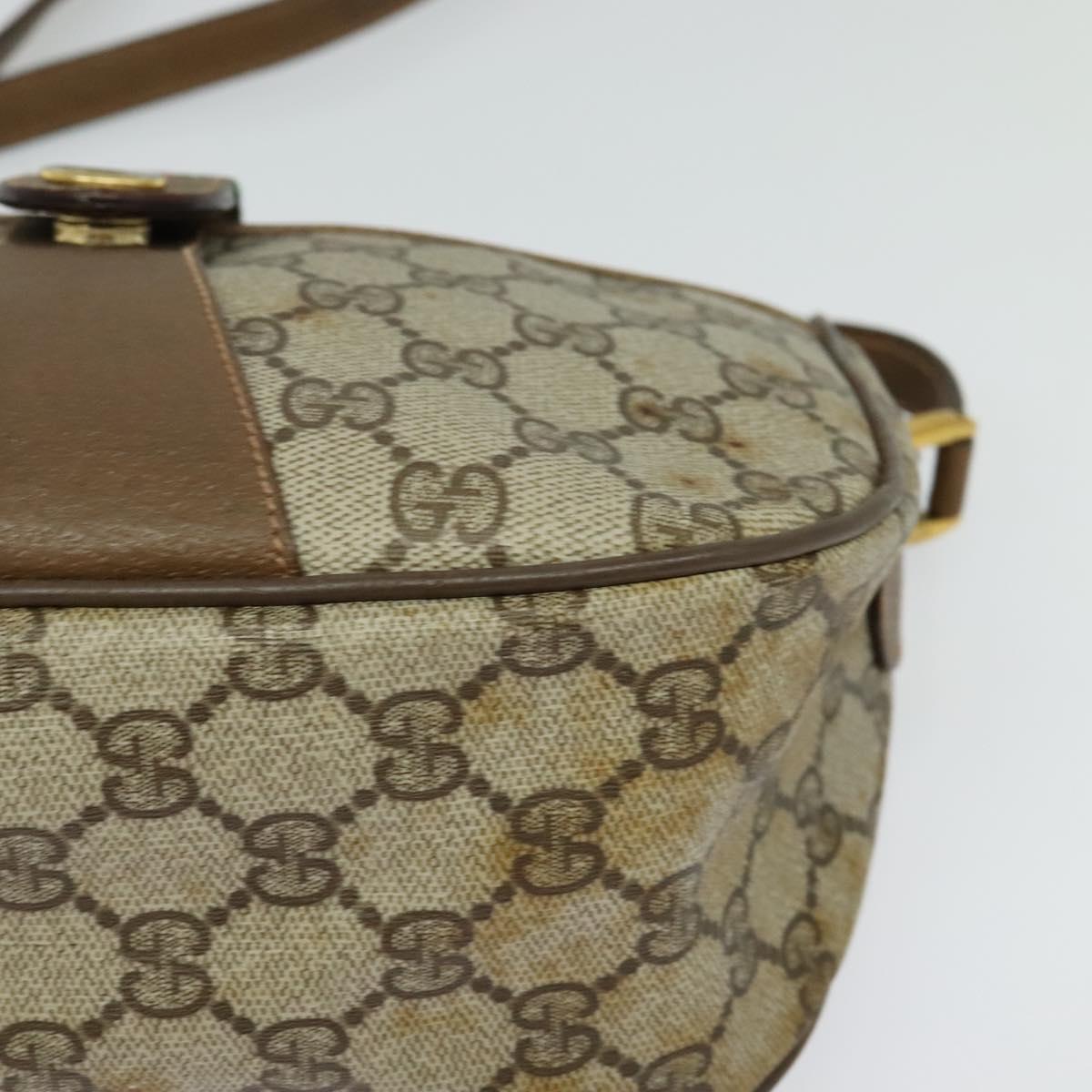 GUCCI GG Supreme Web Sherry Line Bag PVC Brown Gold 89 02 032 Auth 126025