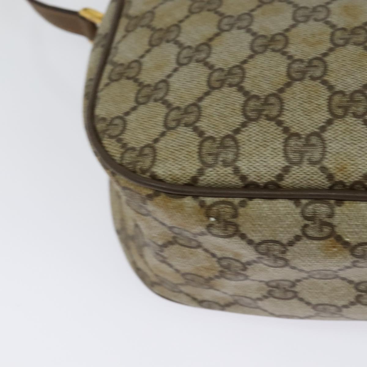 GUCCI GG Supreme Web Sherry Line Bag PVC Brown Gold 89 02 032 Auth 126025