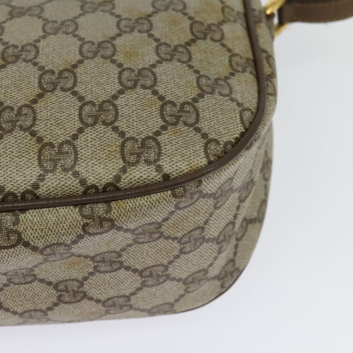 GUCCI GG Supreme Web Sherry Line Bag PVC Brown Gold 89 02 032 Auth 126025