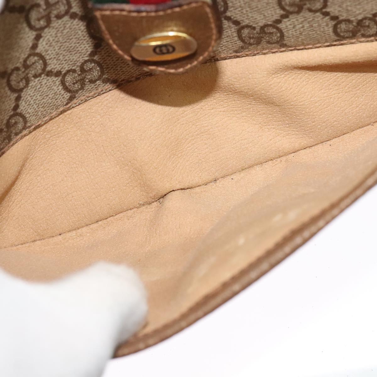 GUCCI GG Supreme Web Sherry Line Bag PVC Brown Gold 89 02 032 Auth 126025