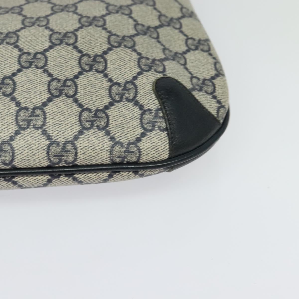 GUCCI GG Supreme Sherry Line Shoulder Bag PVC Navy Gold 904 02 026 Auth 126026