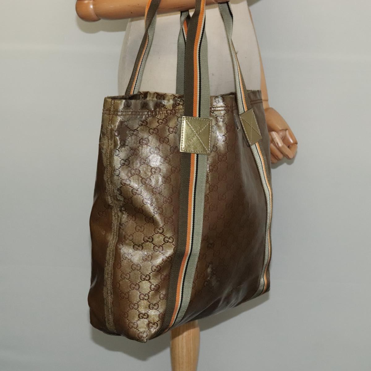 GUCCI GG crystal Tote Bag Coated Canvas Beige Brown 189669 Auth 126027