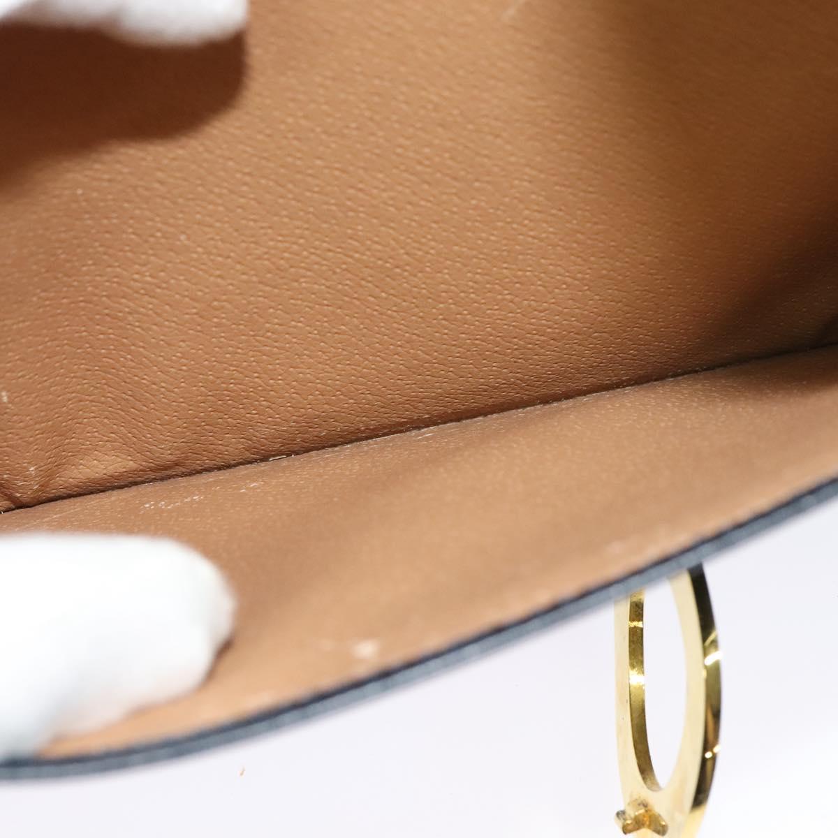 CELINE Circle Shoulder Bag Leather Navy Gold Auth 126033
