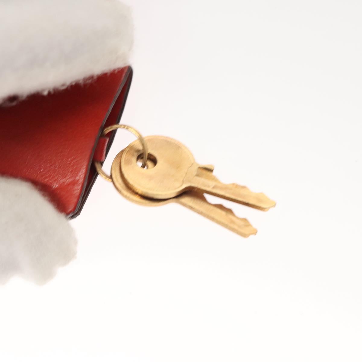 PRADA Hand Bag Leather Orange Gold Auth 126058