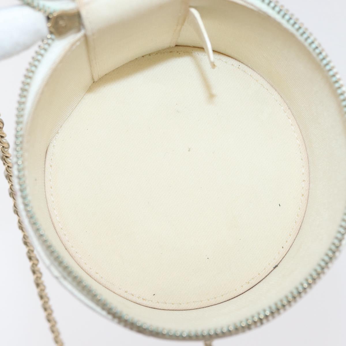 CHANEL Matelasse Chain Shoulder Bag Leather White Gold CC Auth 126060