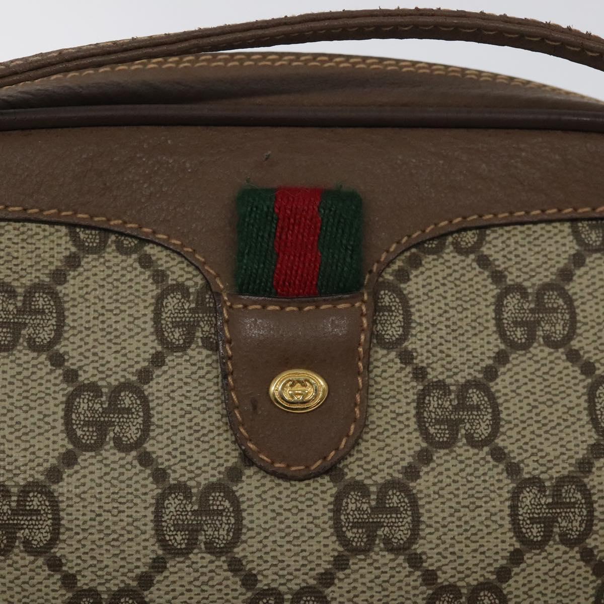 GUCCI GG Supreme Web Sherry Line Shoulder Bag PVC Beige 007 754 6112 Auth 126091