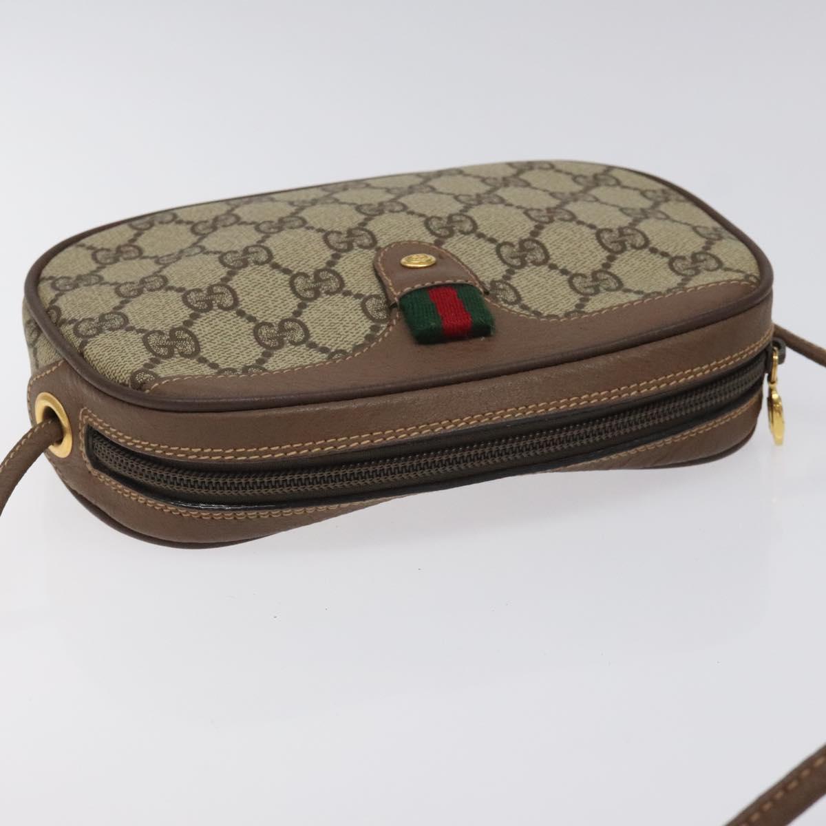 GUCCI GG Supreme Web Sherry Line Shoulder Bag PVC Beige 007 754 6112 Auth 126091
