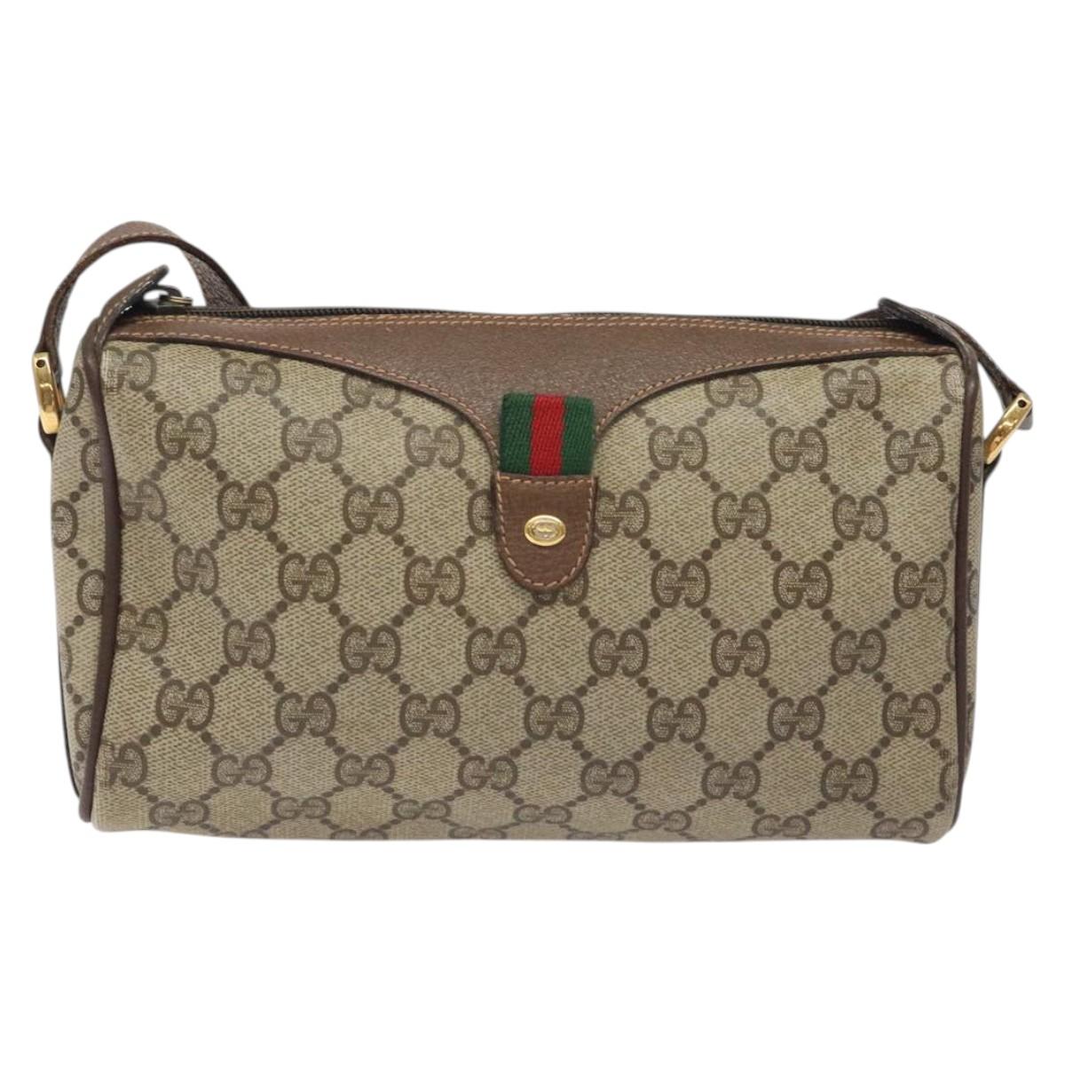 GUCCI GG Supreme Web Sherry Line Shoulder Bag PVC Beige 89 02 018 Auth 126093