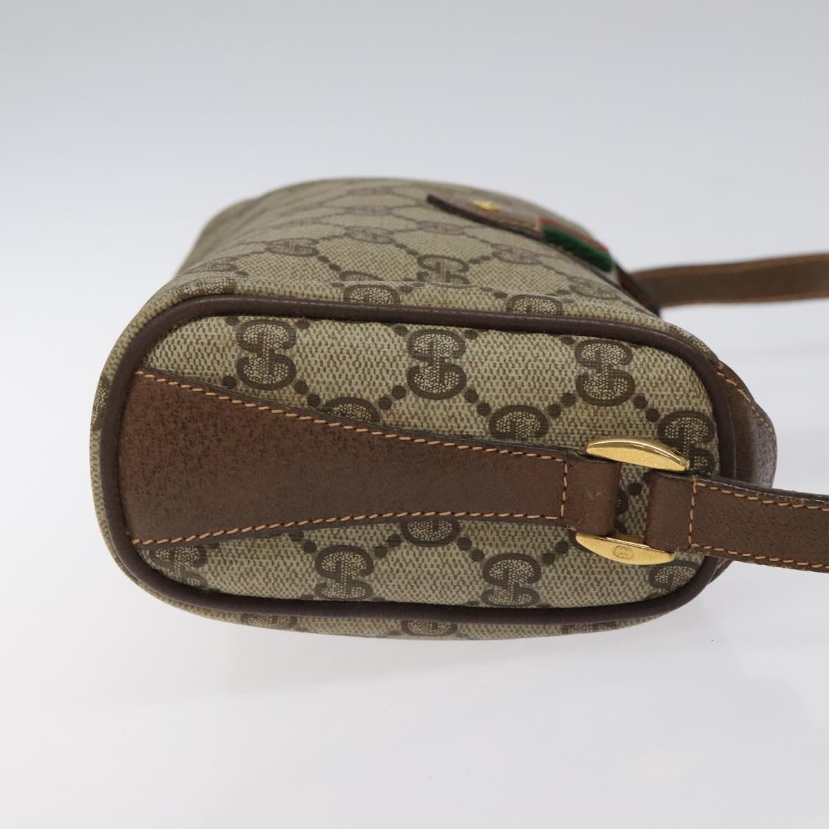GUCCI GG Supreme Web Sherry Line Shoulder Bag PVC Beige 89 02 018 Auth 126093