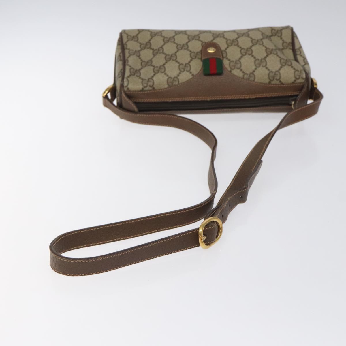 GUCCI GG Supreme Web Sherry Line Shoulder Bag PVC Beige 89 02 018 Auth 126093