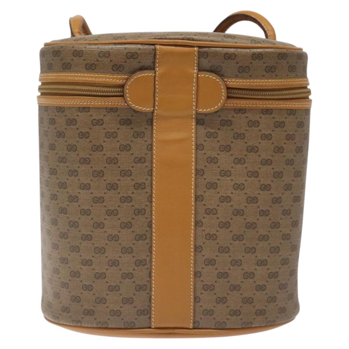 GUCCI Micro GG Supreme Shoulder Bag PVC Beige Gold Auth 126100