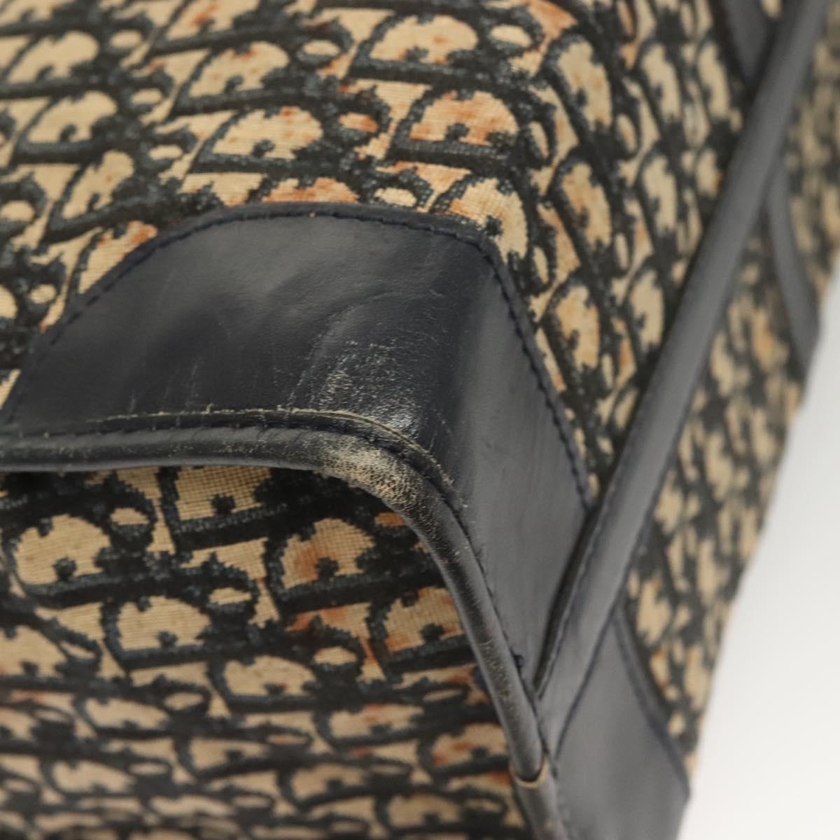 Christian Dior Trotter Canvas Hand Bag Navy Gold Auth 126103