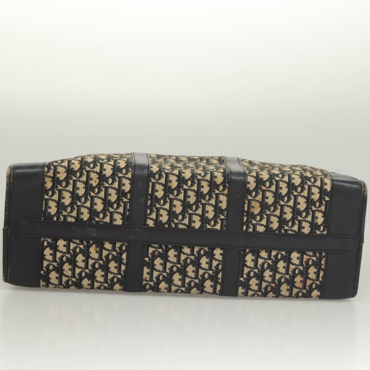 Christian Dior Trotter Canvas Hand Bag Navy Gold Auth 126103