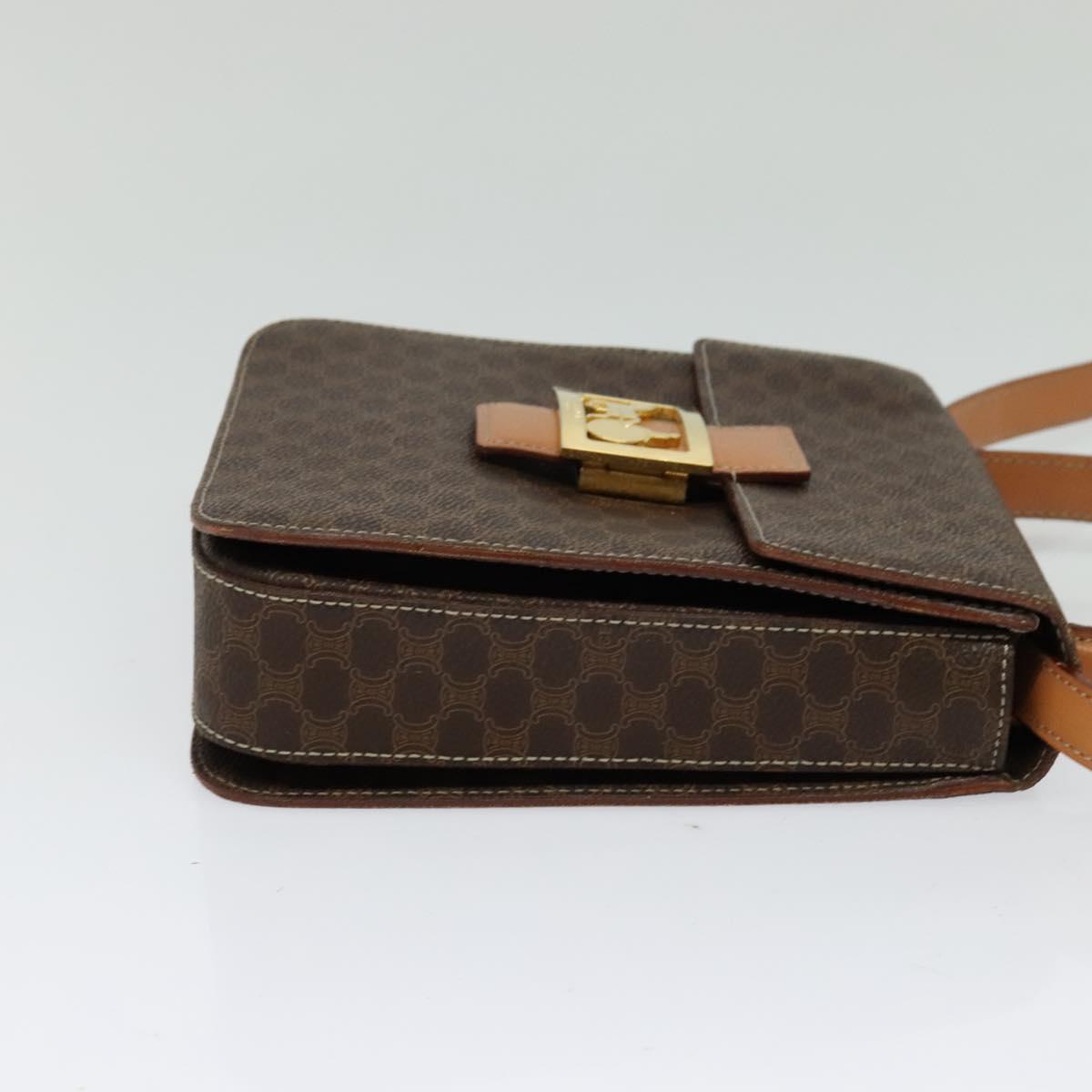 CELINE Macadam Canvas Hand Bag PVC Leather 2way Brown Gold Auth 126107