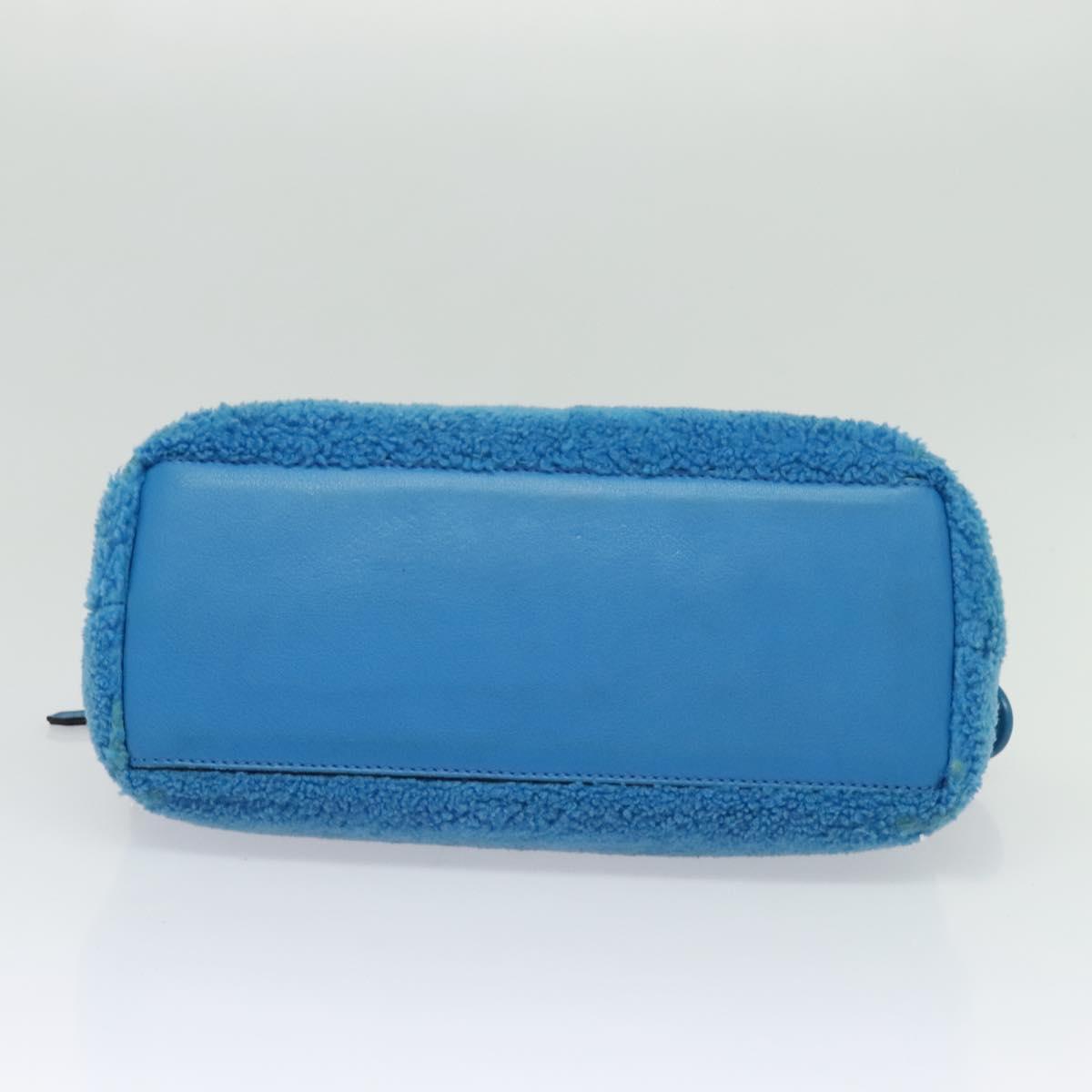 FENDI Hand Bag Mouton 2way Blue Silver Auth 126111