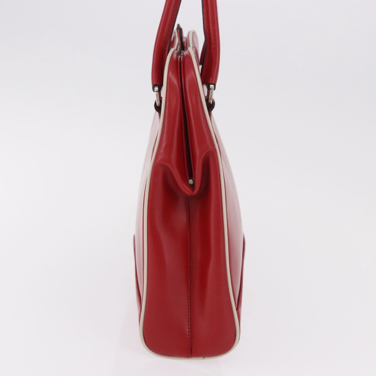 PRADA Hand Bag Leather Red Silver Auth 126113