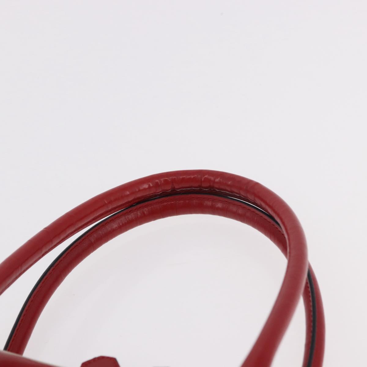 PRADA Hand Bag Leather Red Silver Auth 126113
