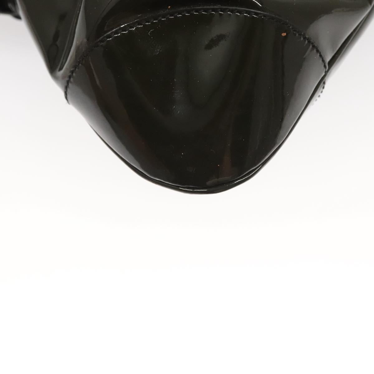 Salvatore Ferragamo Gancini Hand Bag Enamel Green Silver Auth 126114