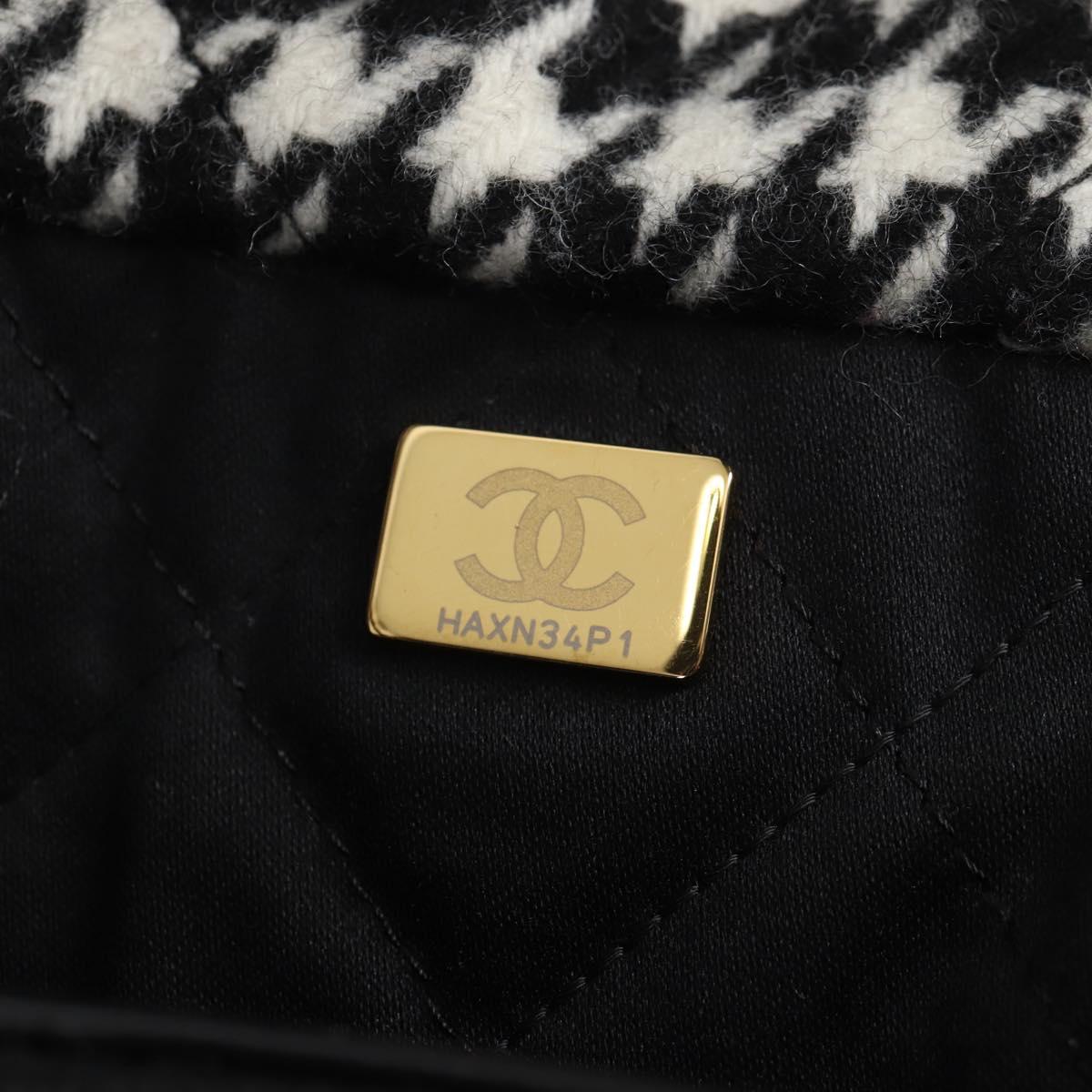 CHANEL Chain Shoulder Bag Tweed Black Gold CC Auth 126118SM